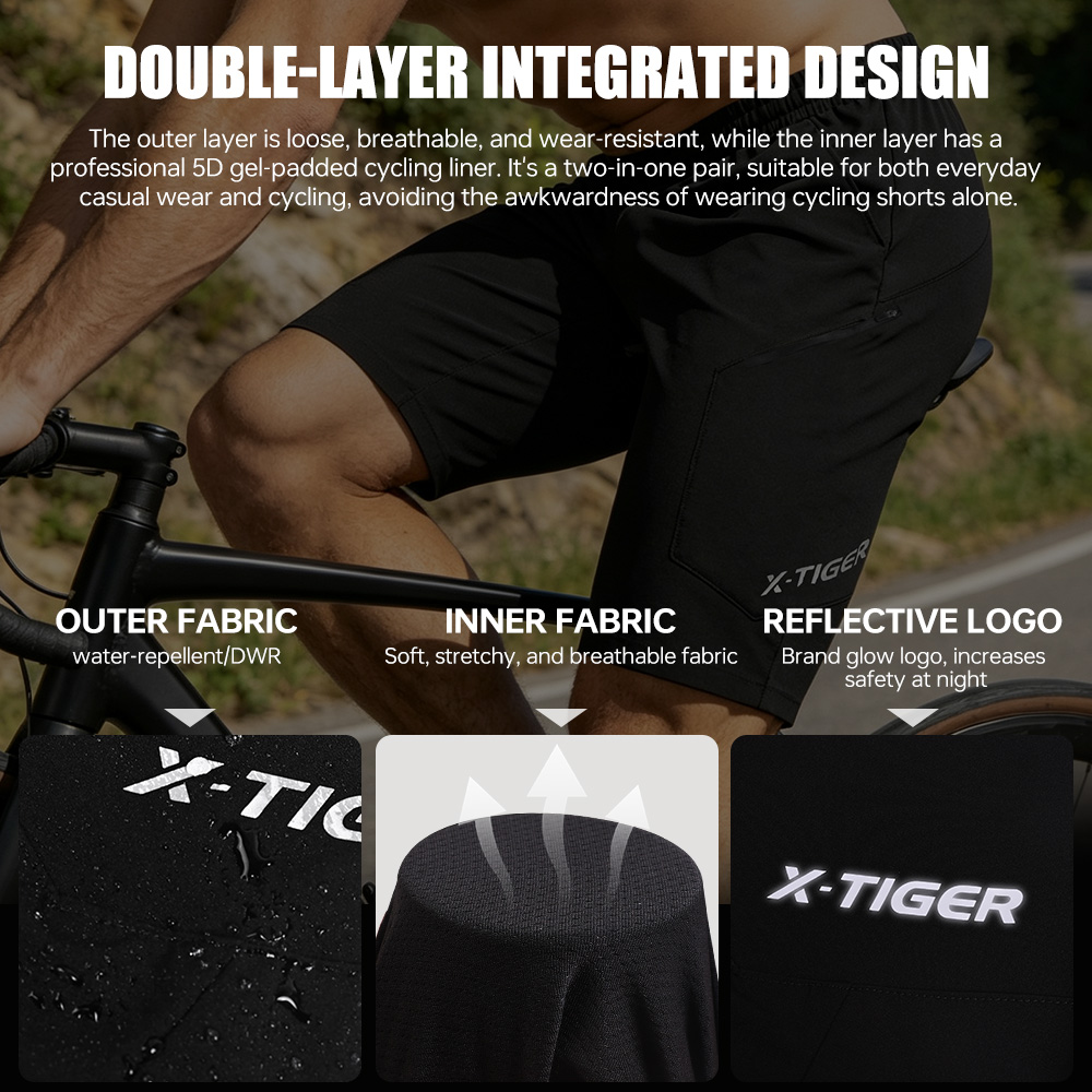 X-TIGER 2 in 1 사이클링 반바지 더블 레이어 - Cycling Shorts For Commute 리뷰 및 가격